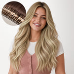  Natural Blonde Balayage (18ET90A) Feather Weft Hair Extension (50g-60g)_100% Remy Human Hair extensions and accessories.