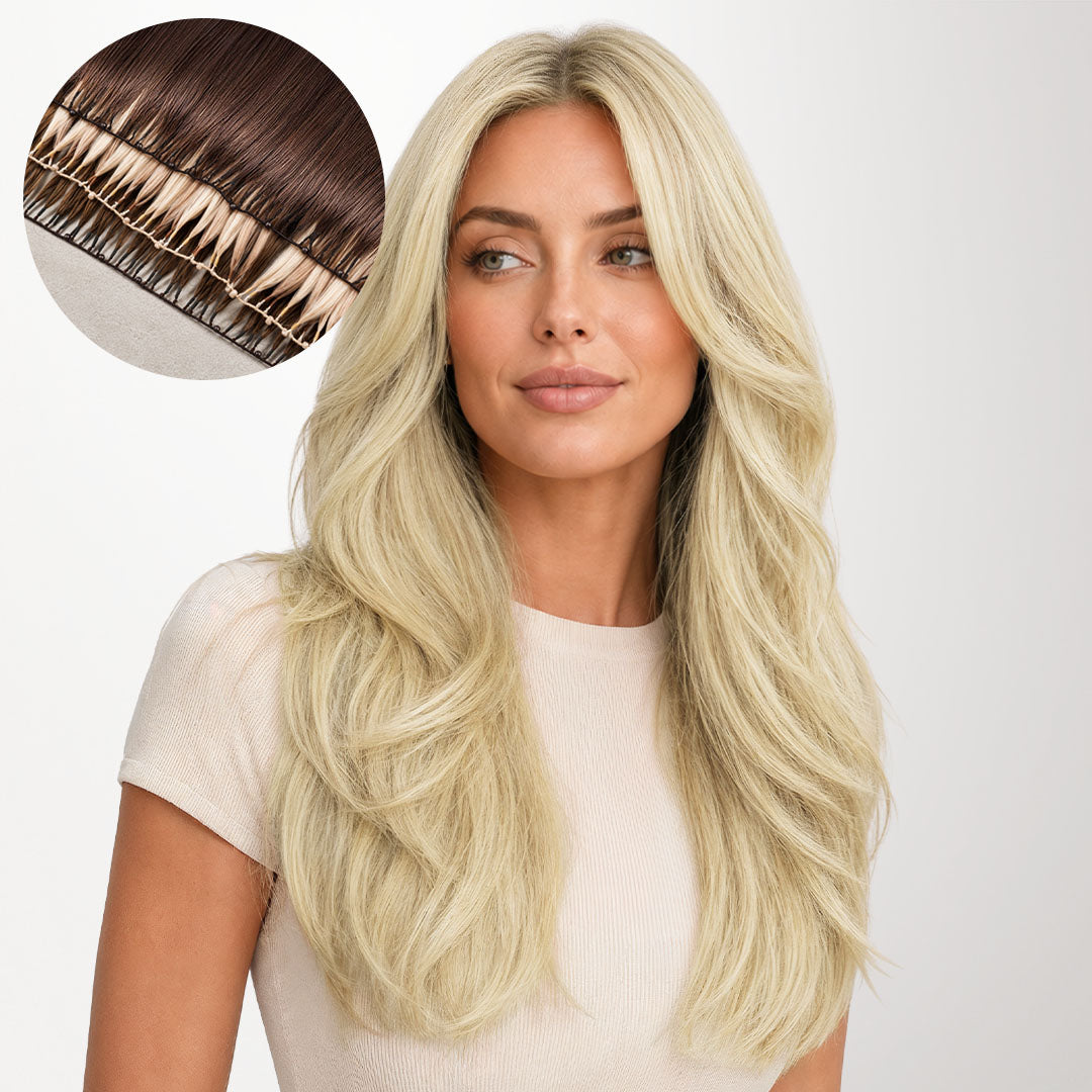  Platinum Blonde (60A) Feather Weft Hair Extension (50g-120g)_100% Remy Human Hair extensions and accessories.
