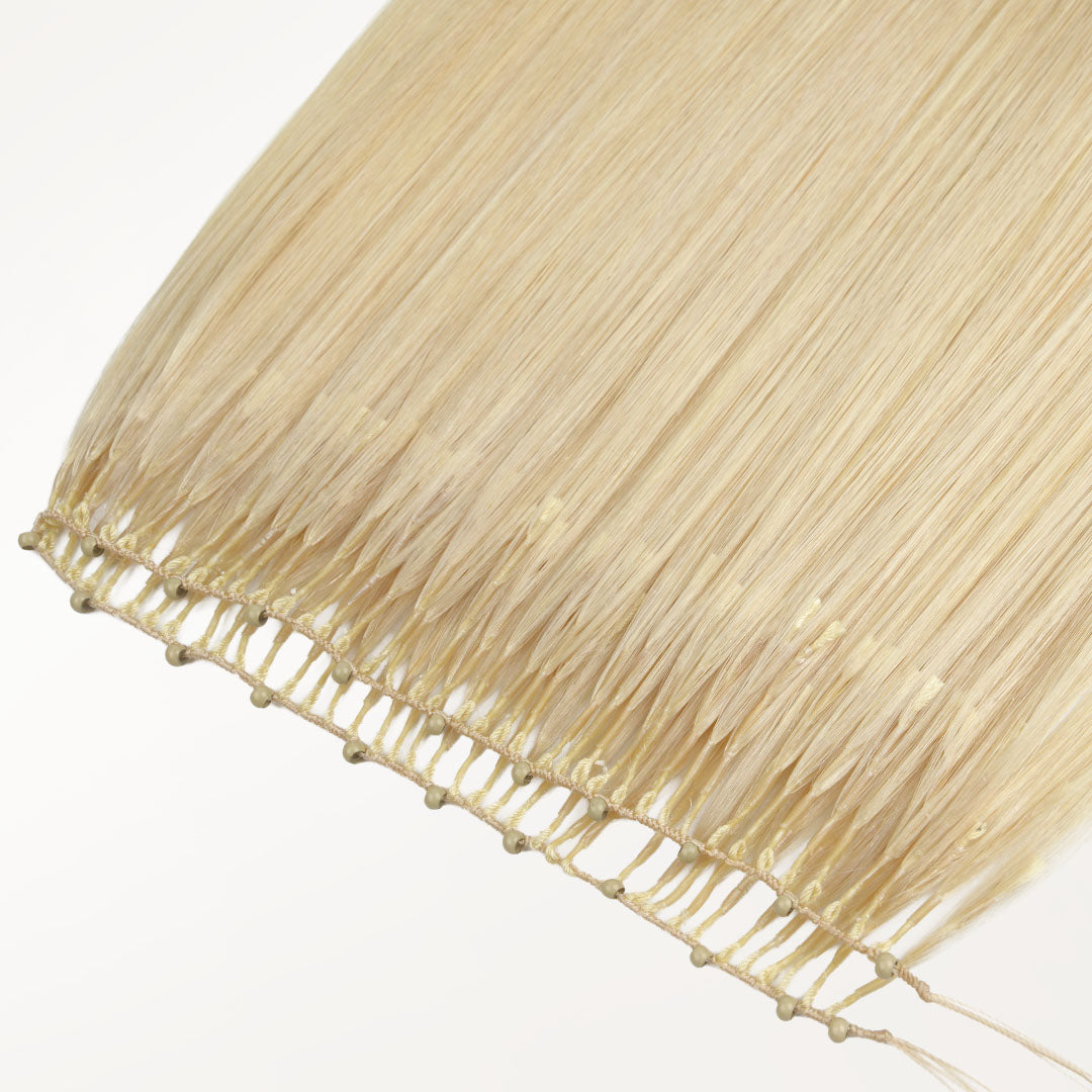  Platinum Blonde (60A) Feather Weft Hair Extension (50g-120g)_100% Remy Human Hair extensions and accessories.