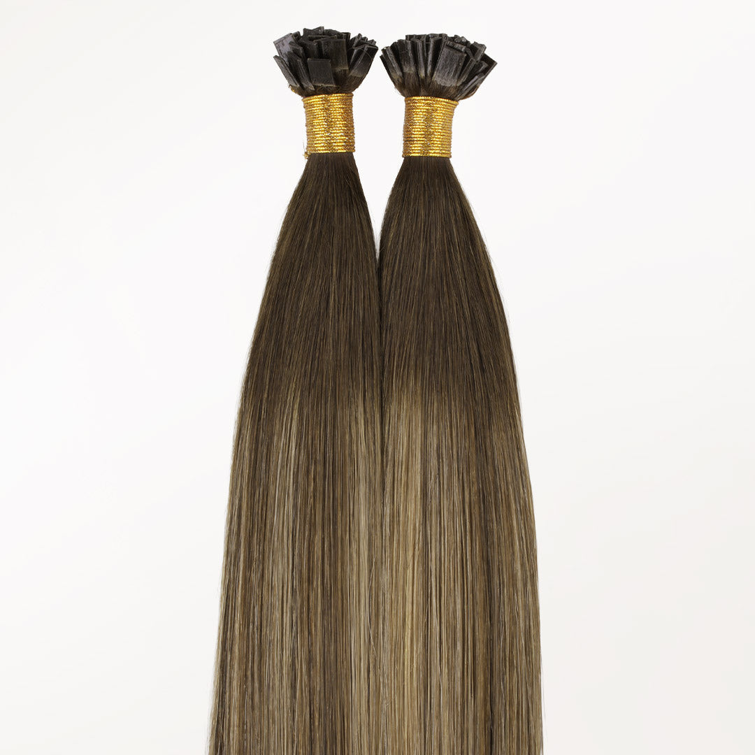 Caramel Blonde Balayage (4/27/4) Flat Tip Hair Extensions 60g_100% Remy Human Hair.