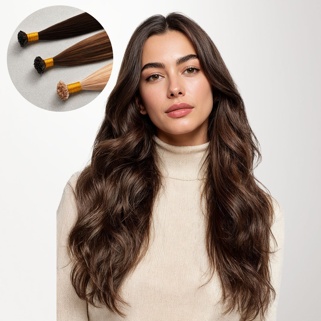  Golden Blonde Highlights (8B/60B) Flat Tip Hair Extensions 50-60g_100% Remy Human Hair extensions and accessories.