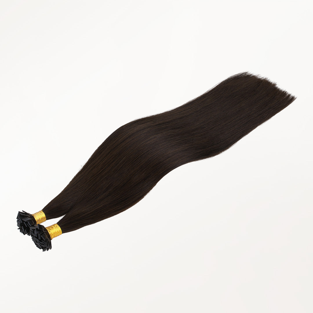 Dark Brown (2) Flat Tip Hair Extensions 60g_100% Remy Human Hair.