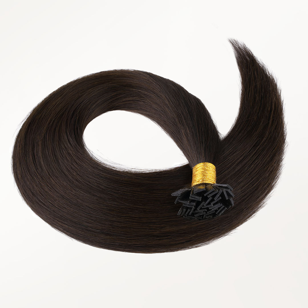 Dark Brown (2) Flat Tip Hair Extensions 60g_100% Remy Human Hair.
