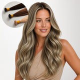Golden Blonde Highlights (8B/60B) Flat Tip Hair Extensions 50-60g