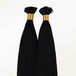 Jet Black (1) Flat Tip Hair Extensions 60g_100% Remy Human Hair.