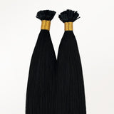 Jet Black (1) Flat Tip Hair Extensions 60g_100% Remy Human Hair.