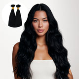 Jet Black (1) Flat Tip Hair Extensions 60g_100% Remy Human Hair.