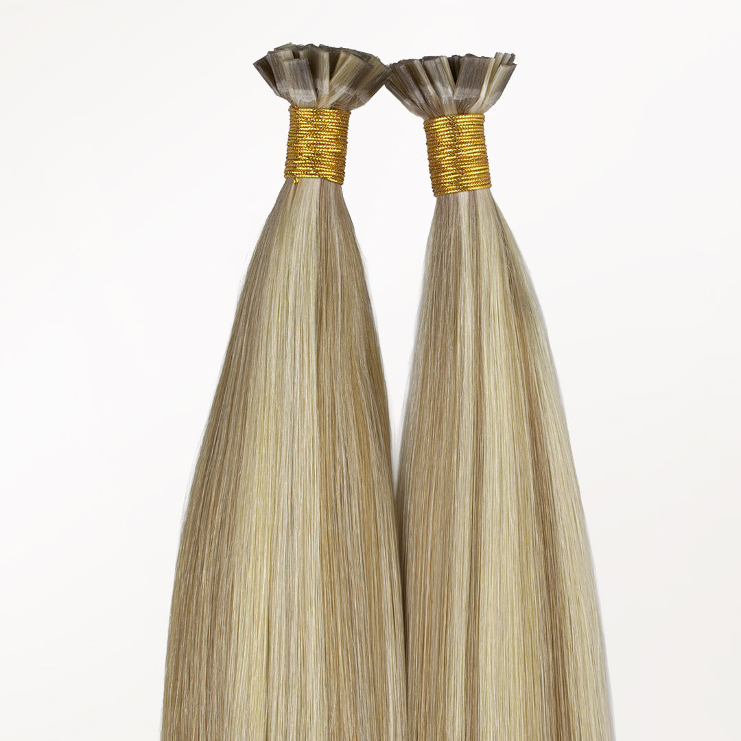 Light Blonde Highlights (16/22A) Flat Tip Hair Extensions 60g_100% Remy Human Hair.