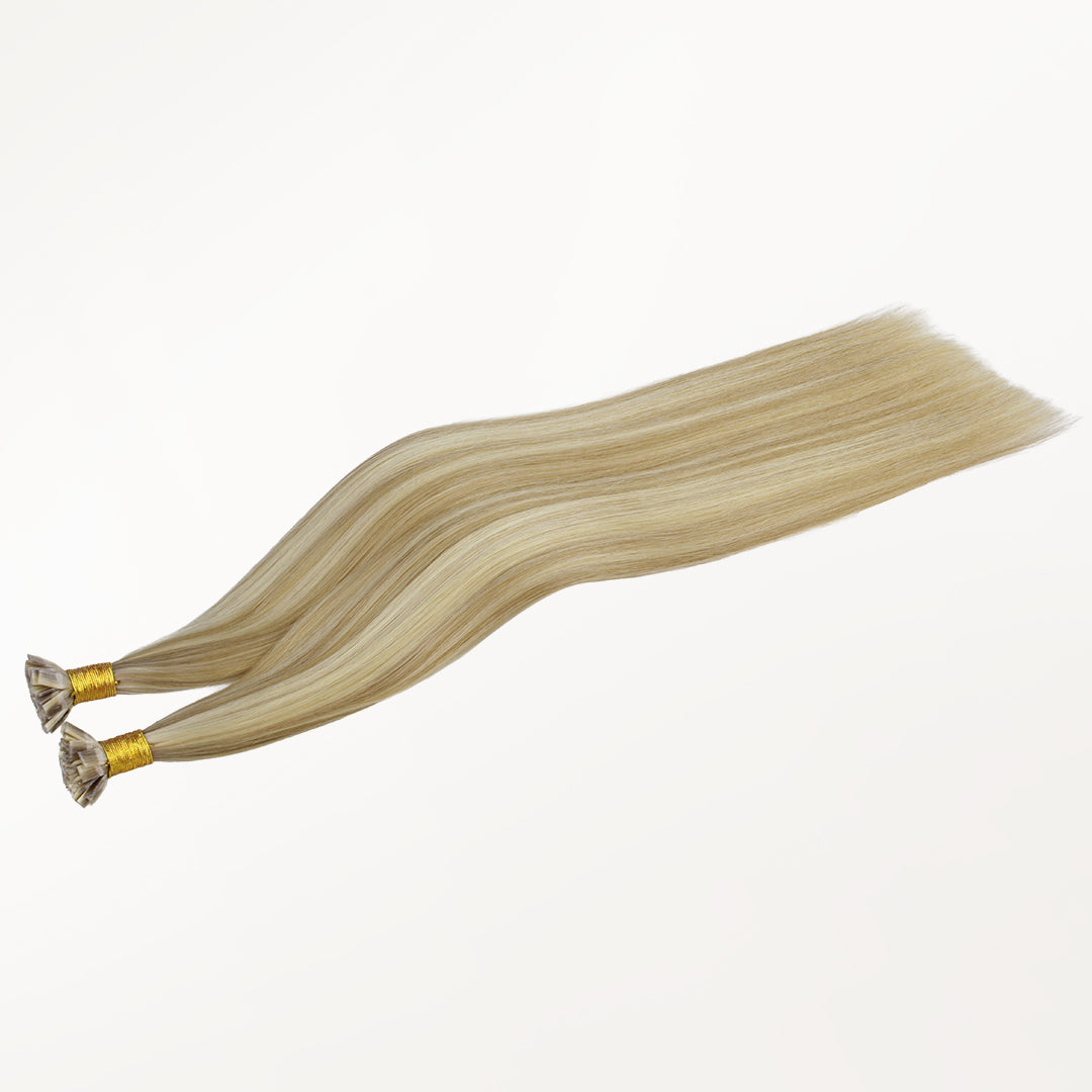 Light Blonde Highlights (16/22A) Flat Tip Hair Extensions 60g_100% Remy Human Hair.