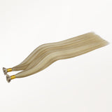 Light Blonde Highlights (16/22A) Flat Tip Hair Extensions 60g_100% Remy Human Hair.