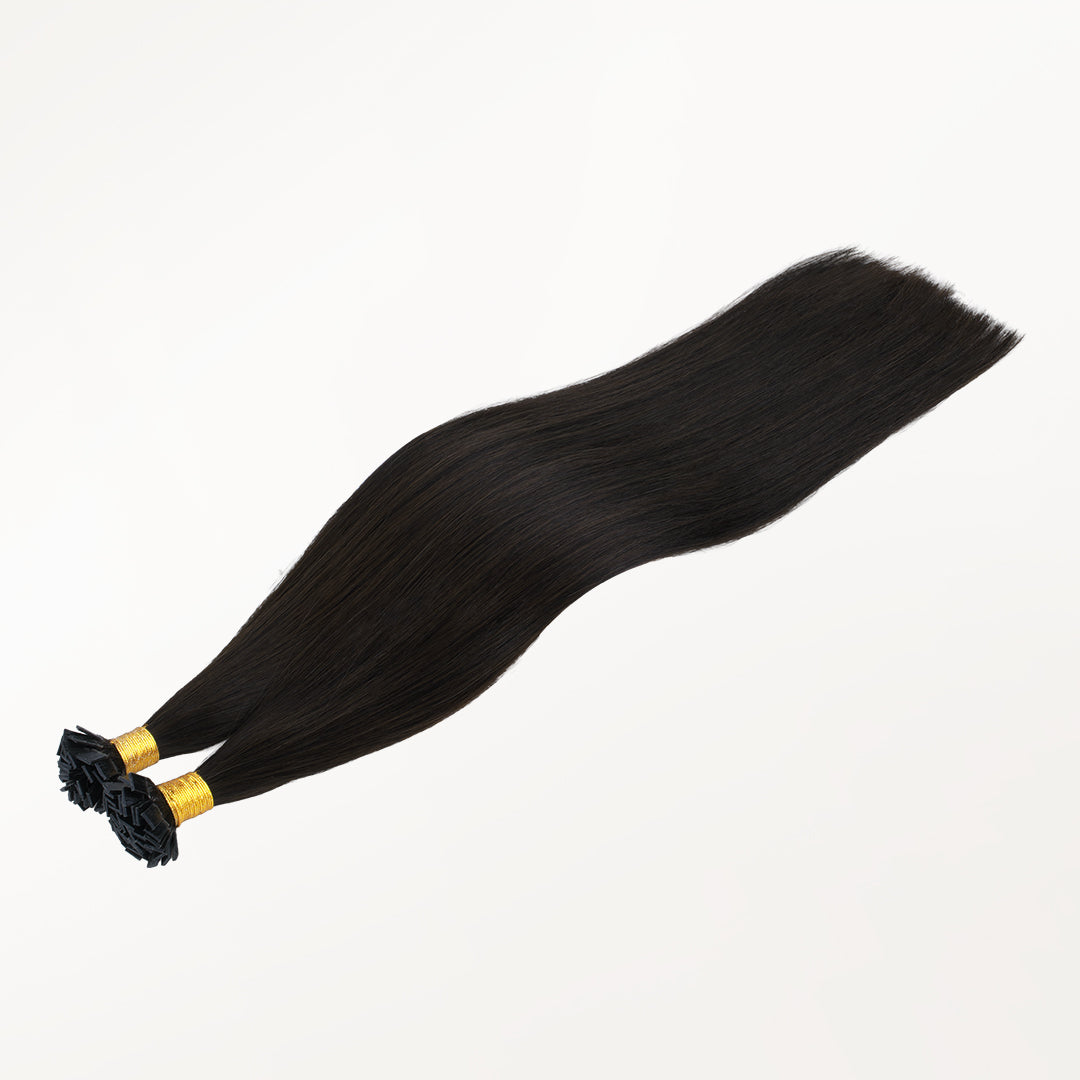 Natural Black (1B) Flat Tip Hair Extensions 60g_100% Remy Human Hair.