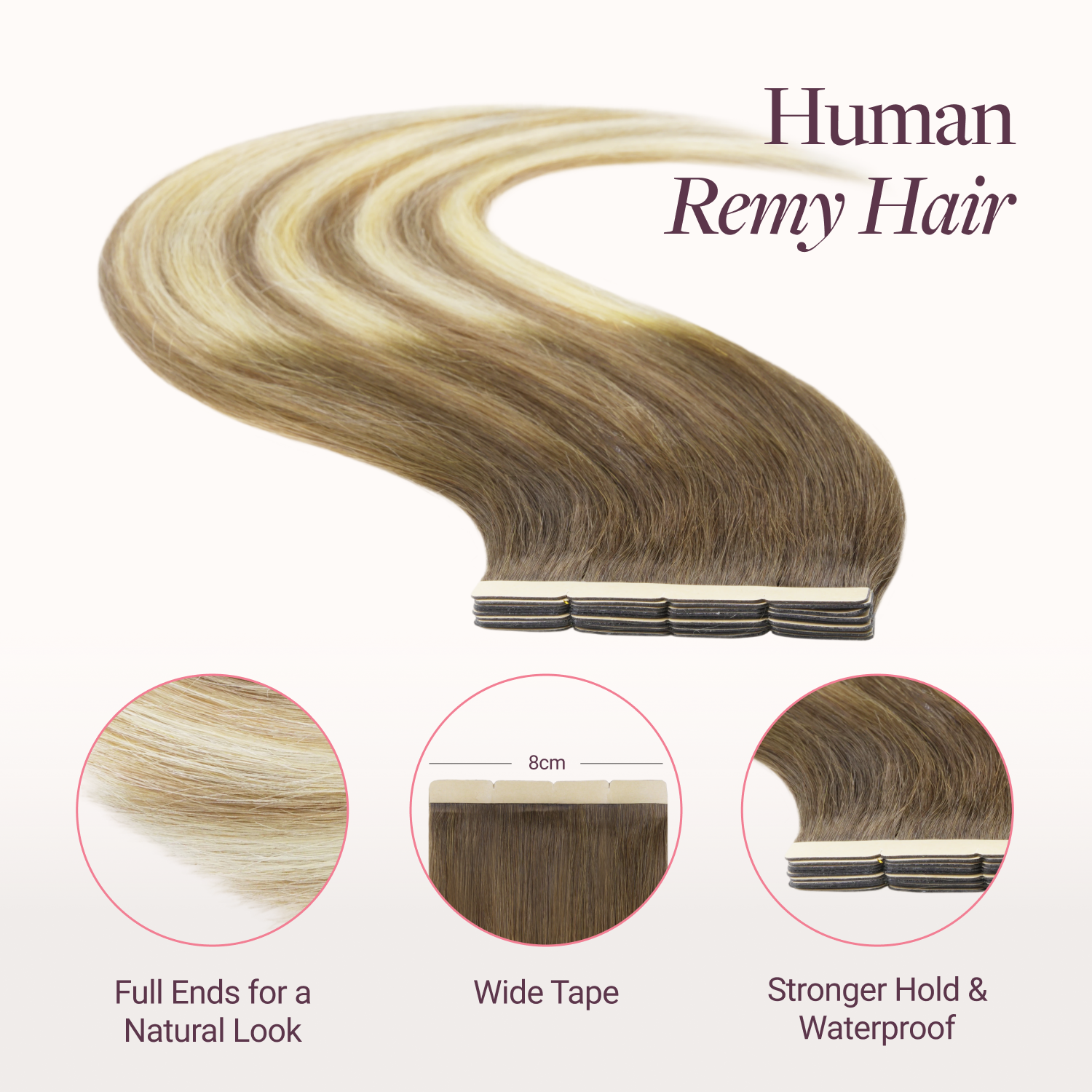  Caramel Blonde Balayage (4/27/4) Freedom Tape-Ins 50-100g-100% Remy Human Hair extensions and accessories.