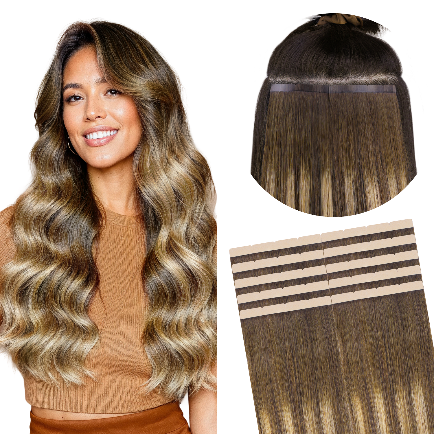  Natural Black (1B) Freedom Tape-Ins 50-100g-100% Remy Human Hair extensions and accessories.