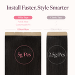  Natural Black (1B) Wide Tape-Ins 50-100g-100% Remy Human Hair extensions and accessories.