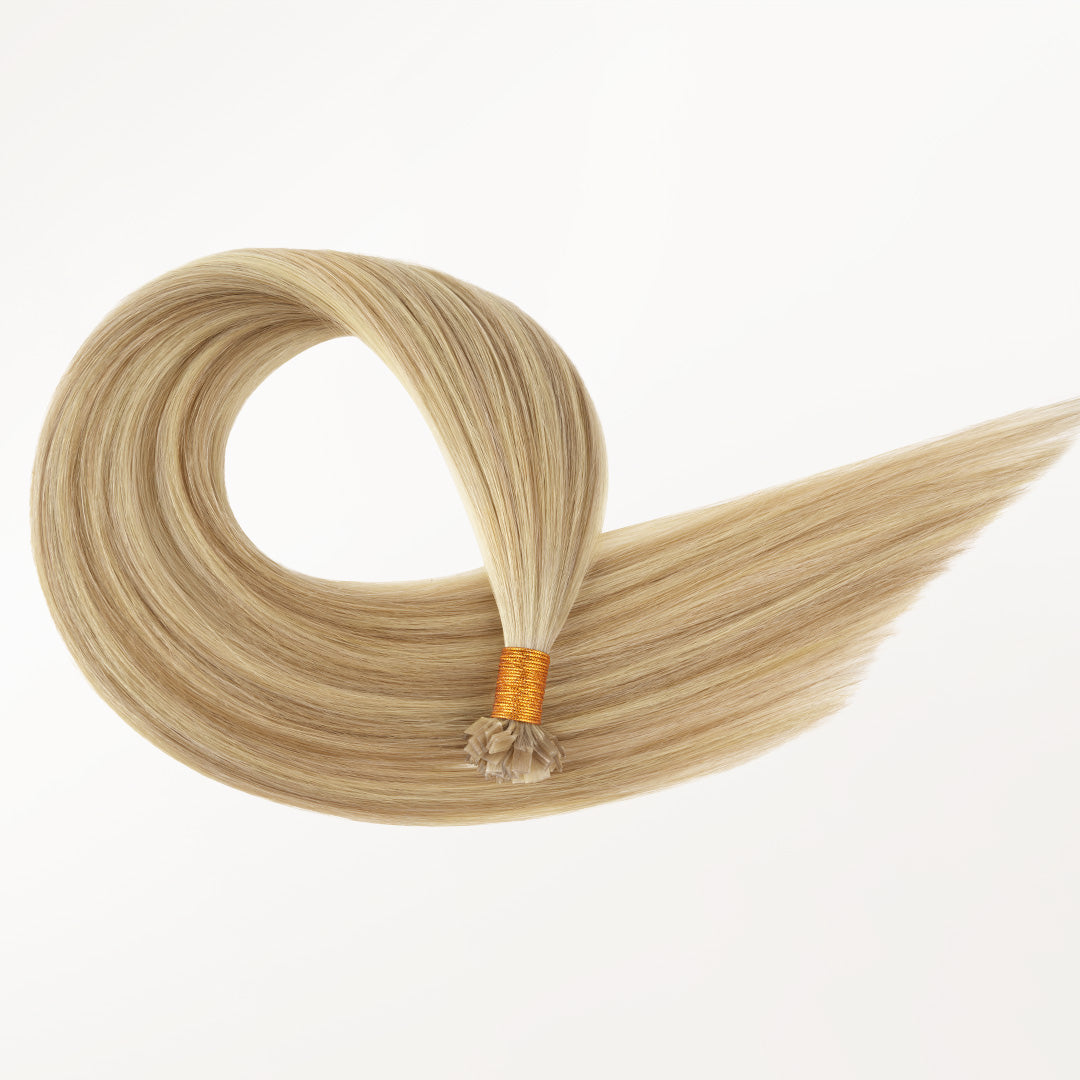  Dirty Blonde Highlights (18D/22F) Flat Tip Hair Extensions 50-60g_100% Remy Human Hair extensions and accessories.