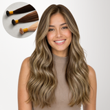 Golden Blonde Highlights (8B/60B) Flat Tip Hair Extensions 50-60g