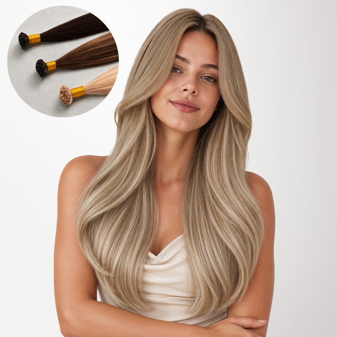  Natural Blonde Balayage (18ET90A) Flat Tip Hair Extensions 50-60g_100% Remy Human Hair extensions and accessories.