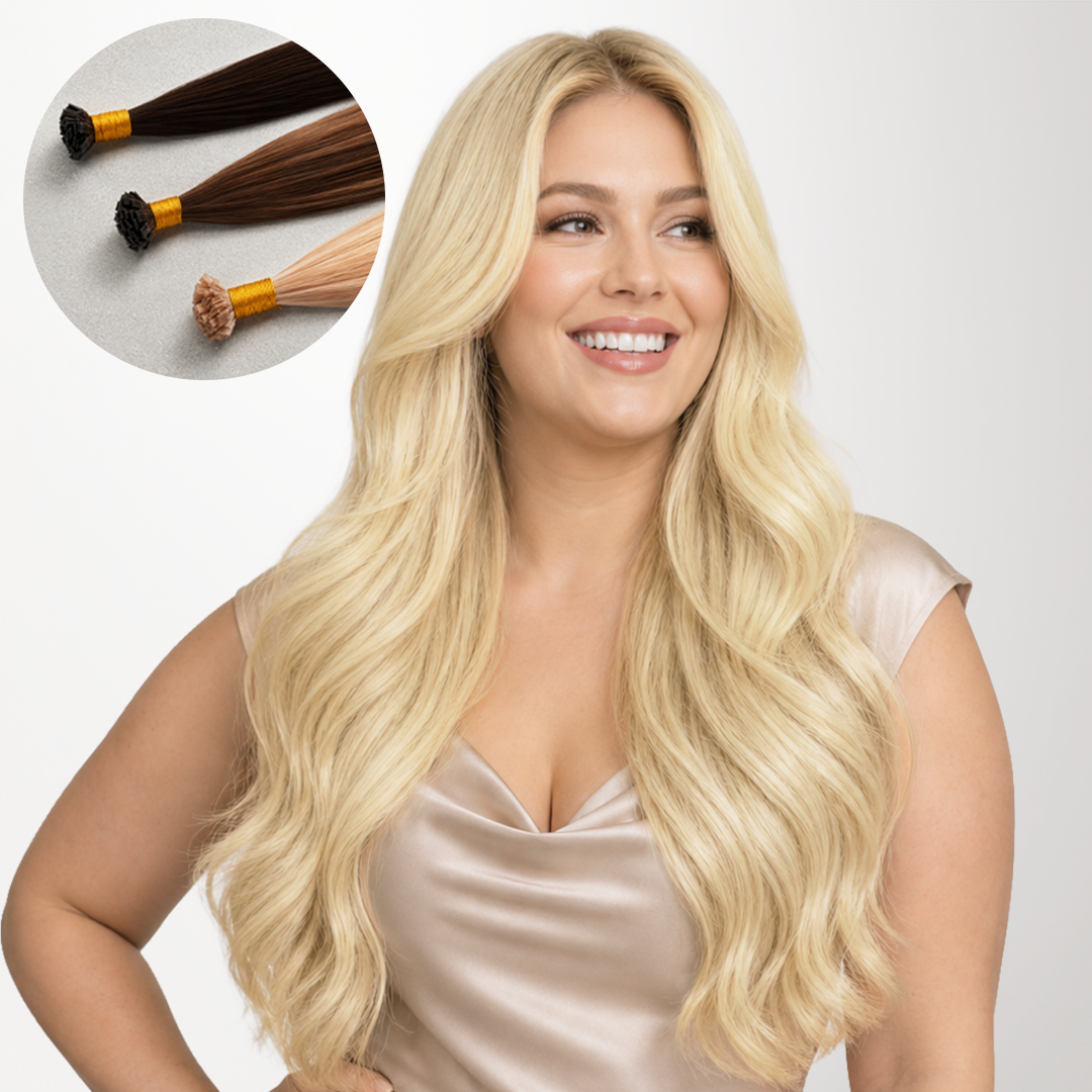  Platinum Blonde (60A) Flat Tip Hair Extensions 50-60g_100% Remy Human Hair extensions and accessories.