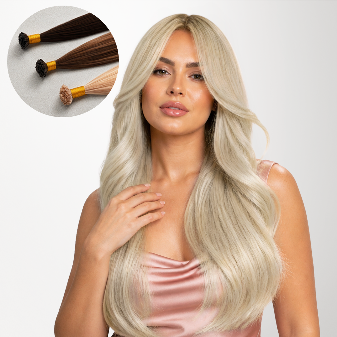  Pure Platinum Blonde (1000) Flat Tip Hair Extensions 50-60g_100% Remy Human Hair extensions and accessories.