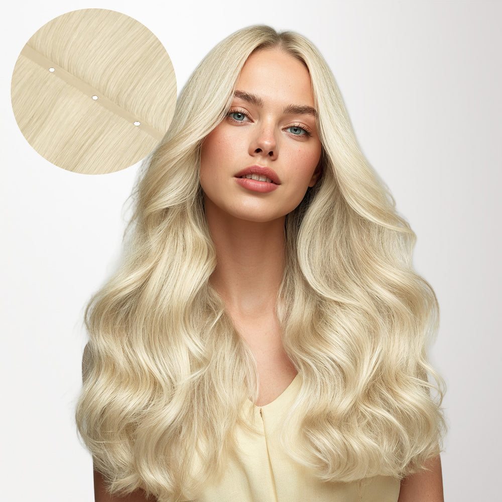 Platinum Blonde (60A) Butterfly Weft Hair Extensions (100g-160g) [Clearance]