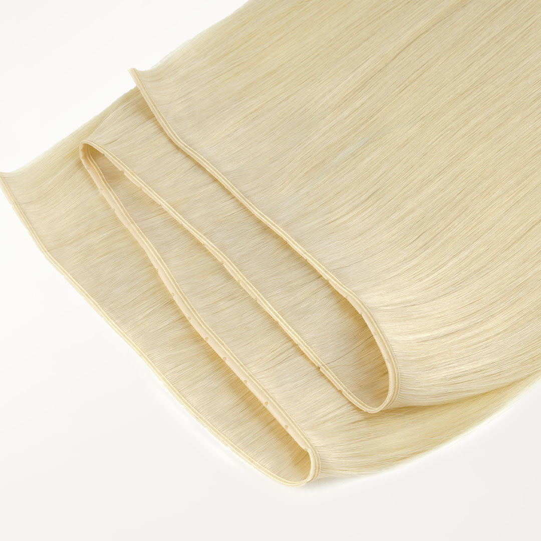 Platinum Blonde (60A) Butterfly Weft Hair Extensions (100g-160g)-100% Remy Human Hair.