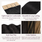  Caramel Blonde Balayage (4/27/4) Silky Straight Tape In Hair Extensions 50g_100% Remy Human Hair.