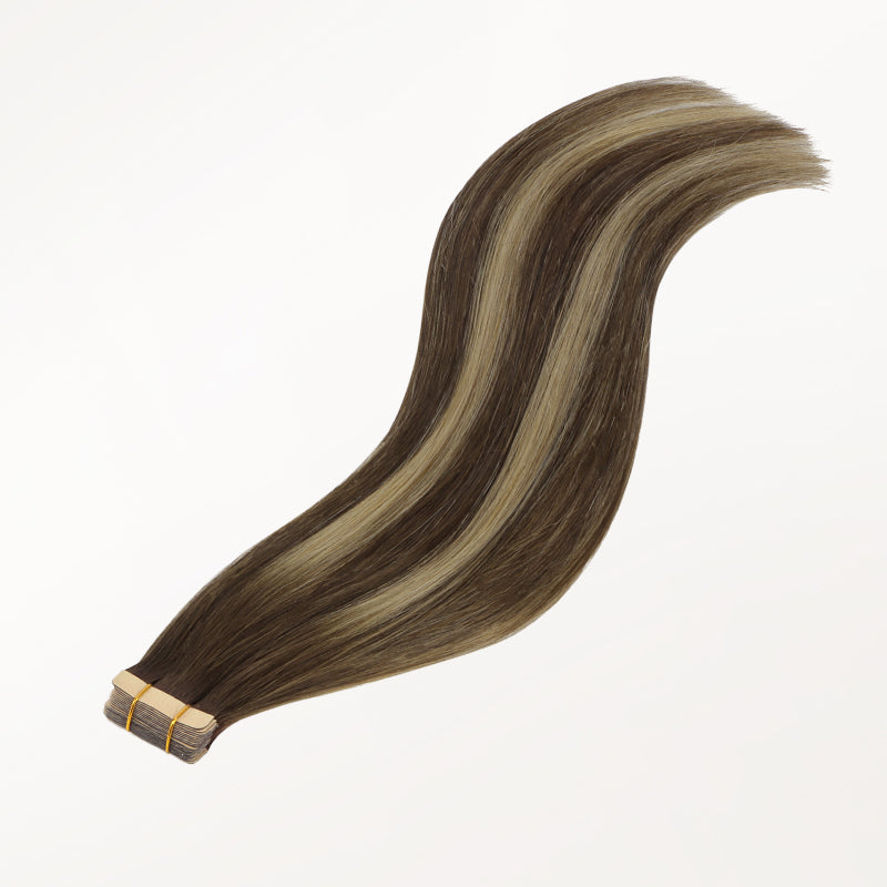  Caramel Blonde Balayage (4/27/4) Silky Straight Tape In Hair Extensions 50g_100% Remy Human Hair.