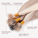 Extensiones de cabello con punta en I de color negro a rubio claro (1B/16/1B)