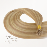 Dirty Blonde Highlights (18D/22F) SofGrip Nano Pro Tip Hair Extensions 50-100g