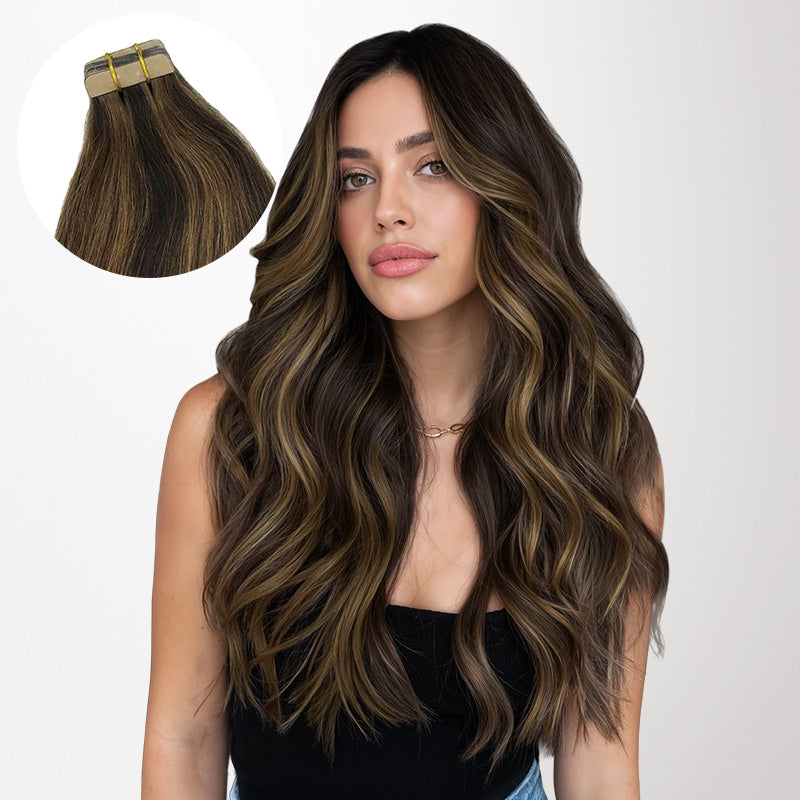 Chestnut Brown Balayage (2/6) Tape-Ins Set