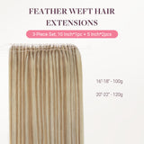 Dirty Blonde Highlights (18D/22F) Feather Weft Hair Extension (50g-120g)-100% Remy Human Hair.
