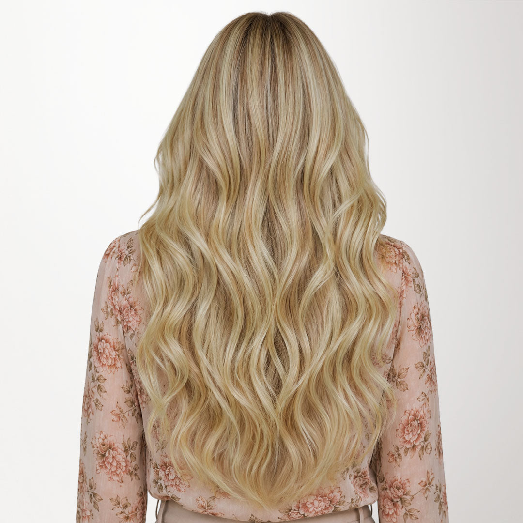  Dirty Blonde Highlights (18D/22F) Feather Weft Hair Extension (50g-120g)-100% Remy Human Hair.