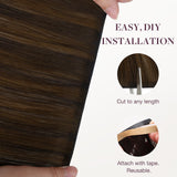 Brown Sugar Swirl Highlights (2C/4E/6C) Thick Genius Tape Weft Hair Extensions 100-120g