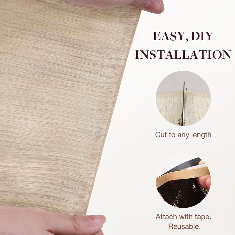  Pure Platinum Blonde (1000) Thick Genius Tape Weft Hair Extensions 100-120g_100% Remy Human Hair extensions and accessories.