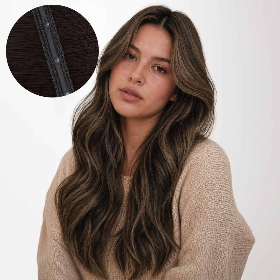 Dark Brown Balayage (2/6/2) Butterfly Weft Hair Extensions (100g-160g)-100% Remy Human Hair.