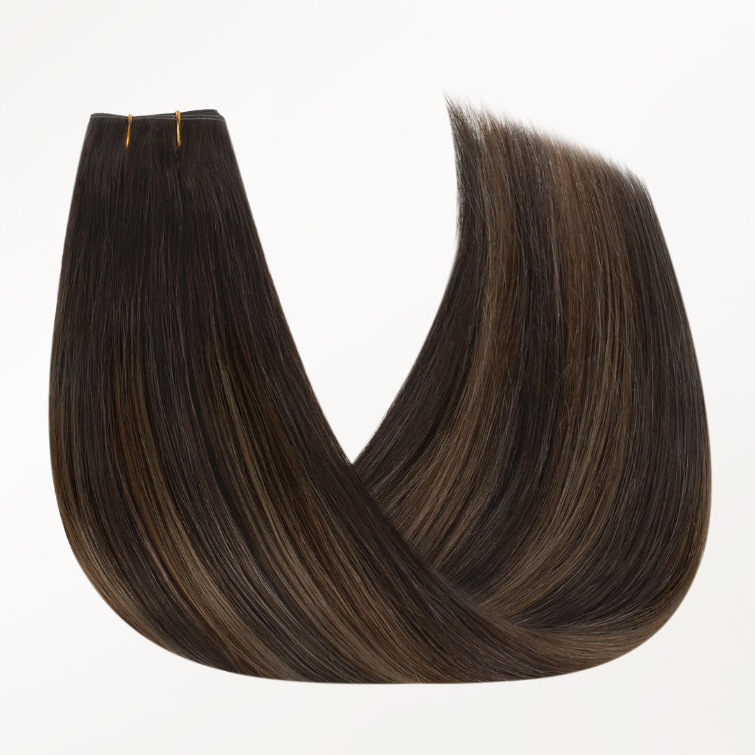 Dark Brown Balayage (2/6/2) Butterfly Weft Hair Extensions (100g-160g)-100% Remy Human Hair.