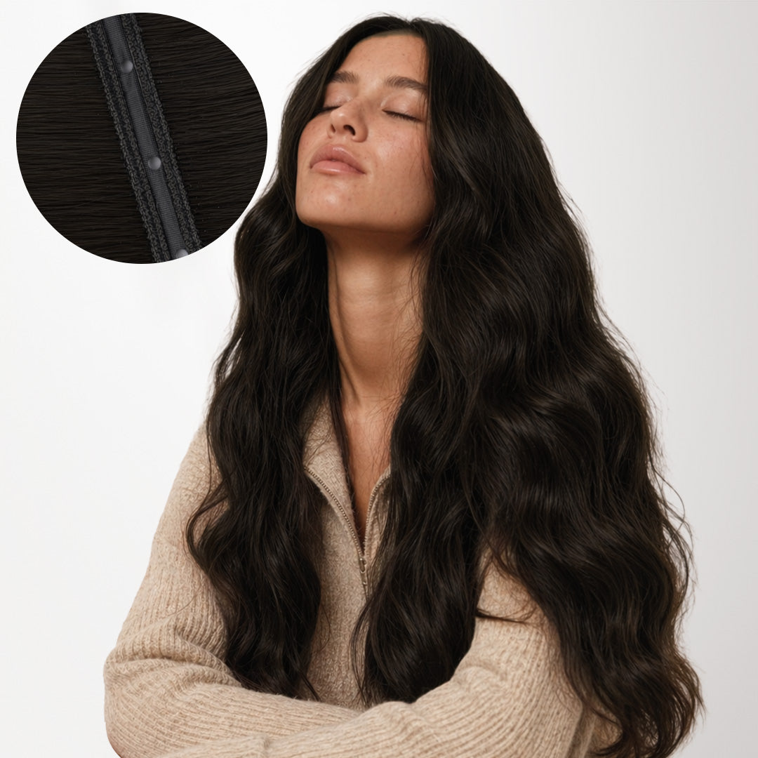 Natural Black (1B) Butterfly Weft Hair Extensions (100g-160g)-100% Remy Human Hair.