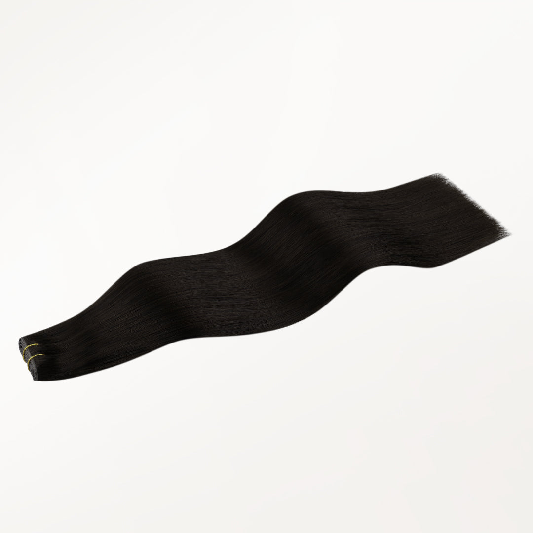 Natural Black (1B) Butterfly Weft Hair Extensions (100g-160g)-100% Remy Human Hair.