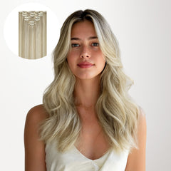 Ash Blonde Highlights (17A/60A) Classic Clip-Ins [Clearance]_100% Remy Human Hair.
