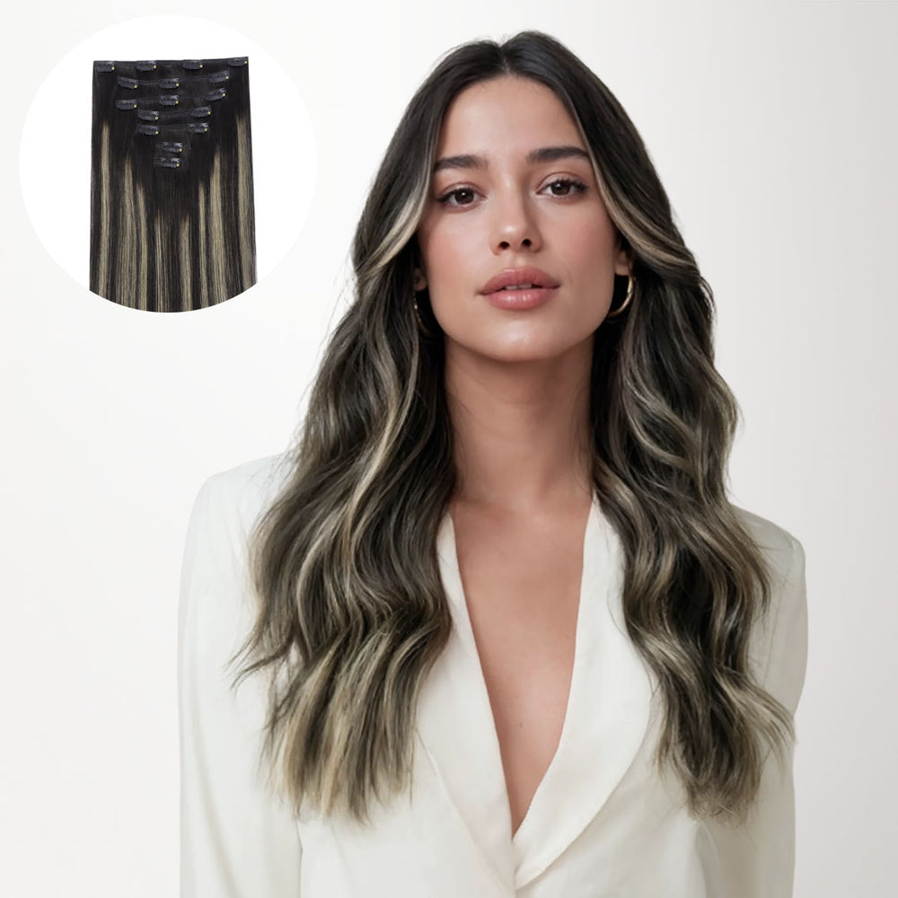 SCHWARZ BIS HELLBLOND BALAYAGE (1B/16/1B) KLASSISCHE CLIP-INS