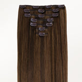 Brown Sugar Swirl Highlights (2C/4E/6C) Classic Clip-Ins (120g-130g)-100% Remy Human Hair.