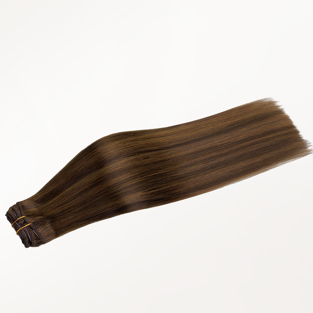 Brown Sugar Swirl Highlights (2C/4E/6C) Classic Clip-Ins (120g-130g)-100% Remy Human Hair.