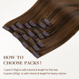Brown Sugar Swirl Highlights (2C/4E/6C) Classic Clip-Ins (120g-130g)-100% Remy Human Hair.
