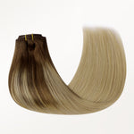 Chocolate Brown to Dirty Blonde (4/18) Classic Clip-Ins (120g) – 100% Remy Human Hair by GOO GOO Hair.