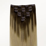 Chocolate Brown to Dirty Blonde (4/18) Classic Clip-Ins (120g) – 100% Remy Human Hair by GOO GOO Hair.