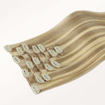 Dirty Blonde Highlights (18D/22F) Classic Clip-Ins (120g) – 100% Remy Human Hair by GOO GOO Hair.