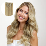 Dirty Blonde Highlights (18D/22F) Classic Clip-Ins (120g) – 100% Remy Human Hair by GOO GOO Hair.