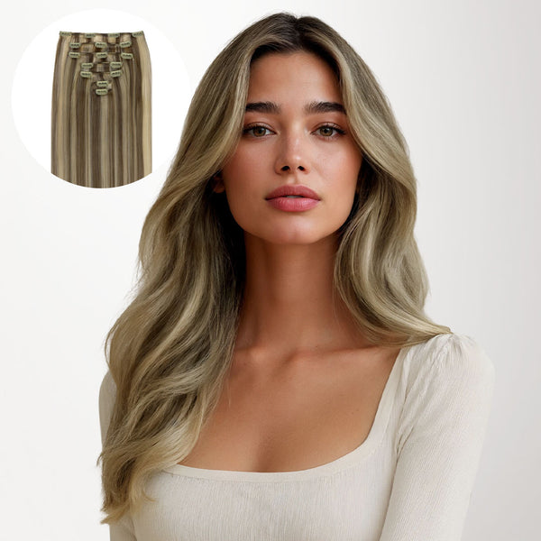 Golden Blonde Highlights Clip-Ins 100% Remy Hair