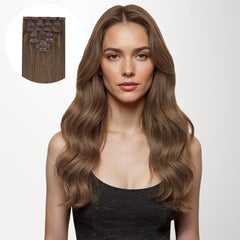 Ash Brown (5) Classic Clip-Ins (120g-150g)_100% Remy Human Hair.