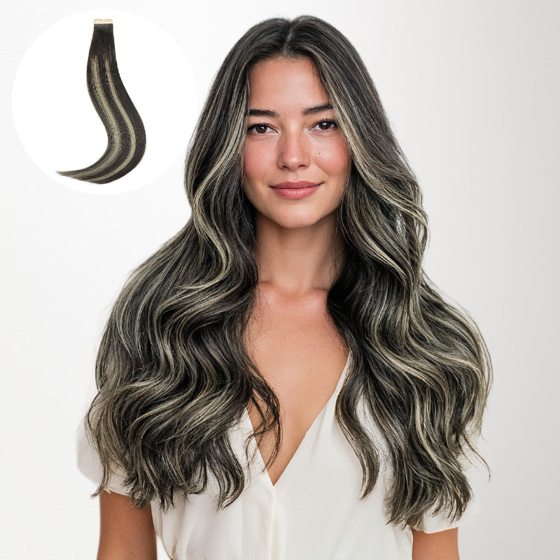 Black to Light Blonde Balayage (1B/19/1B) Tape-Ins 50g